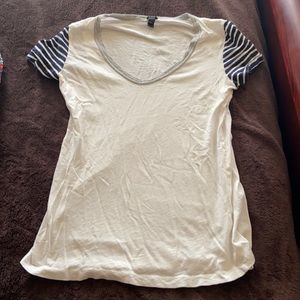 J. Crew white blue & grey t-shirt size small